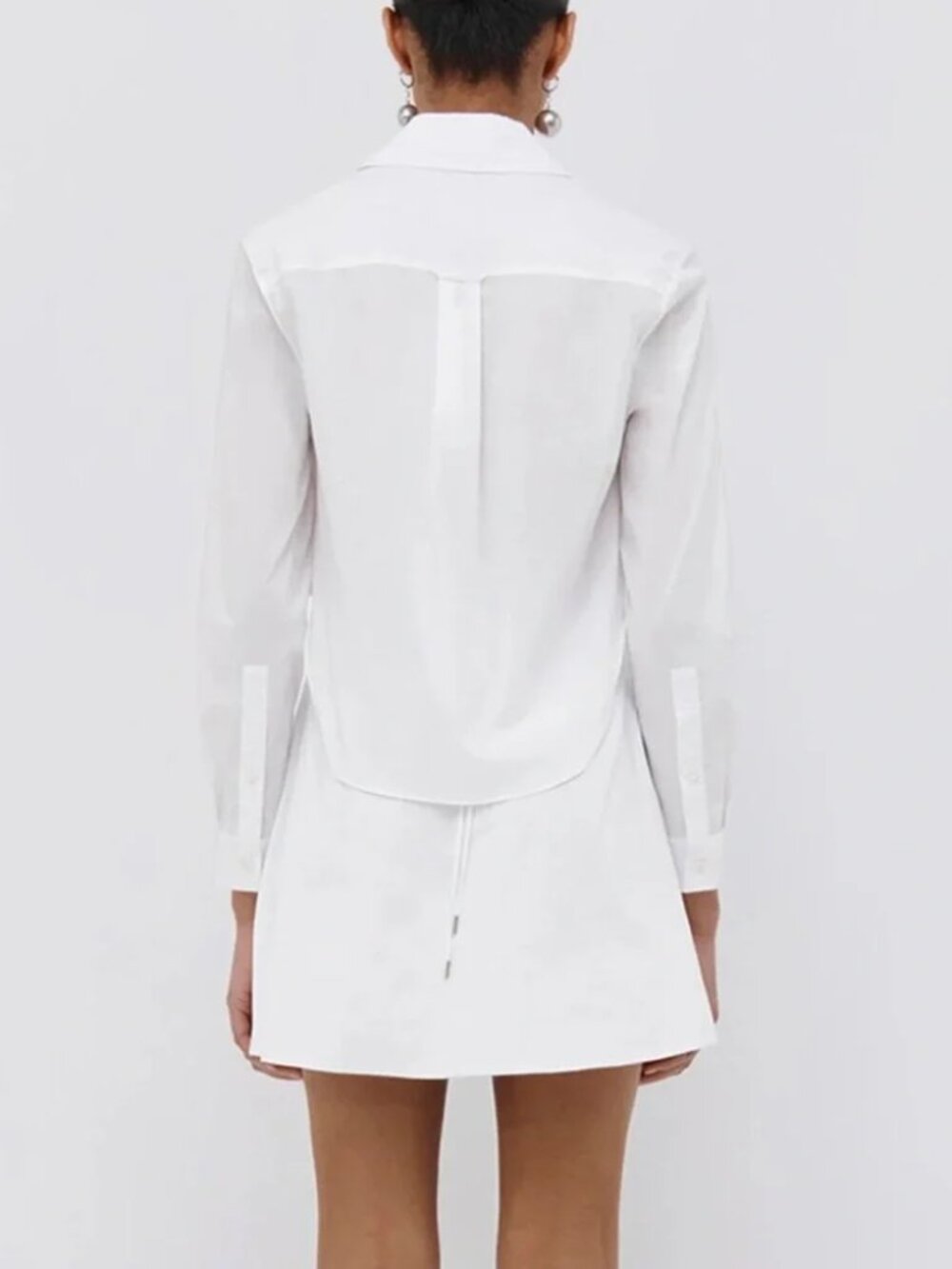 Jonathan SIMKHAI Shaelyn Mini Shirt Dress in White Poplin - Cutouts Summer 6 - Picture 11 of 12